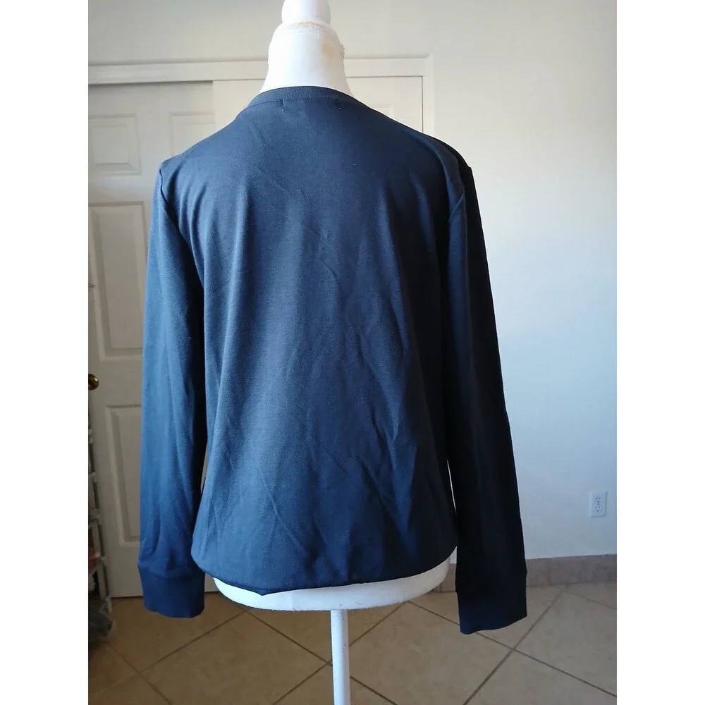 Farmers Market PL Embroidered Floral Navy Sweatshirt Long Sleeve Pullover Casual